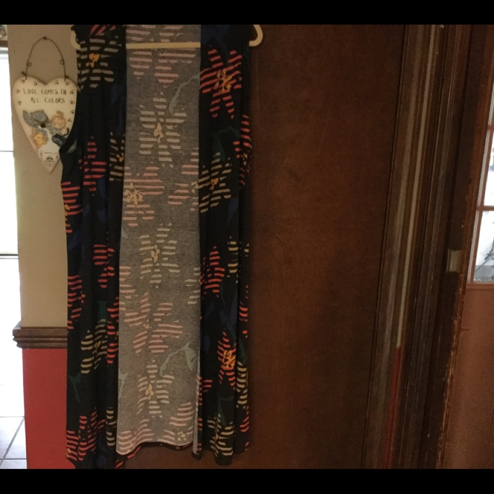 LulaRoe long vest NWT XL dark grey